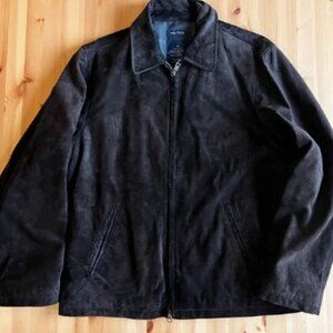 Nautica Genuine Suede Leather Brown Jacket Mens Medium Wool Blend Lining
